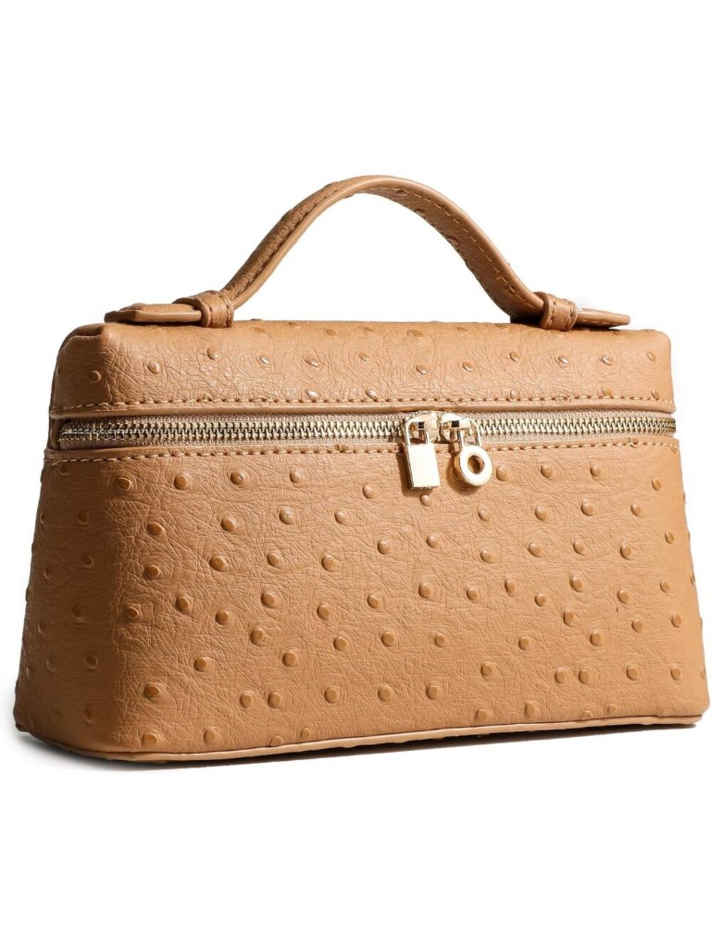 Stylish Small Crossbody Bag for Women - Top-Handle Pouch Purse, Ostrich Leather